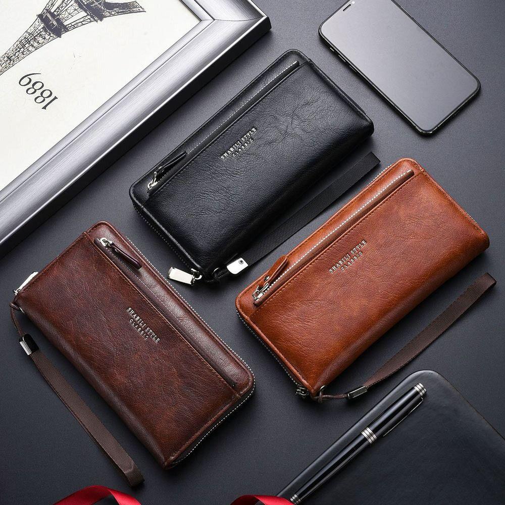 Fashion PU Leather Men Wallet Multi-card Slot Card Holder Clutch Bag Large-capacity Zipper Long Wallet
