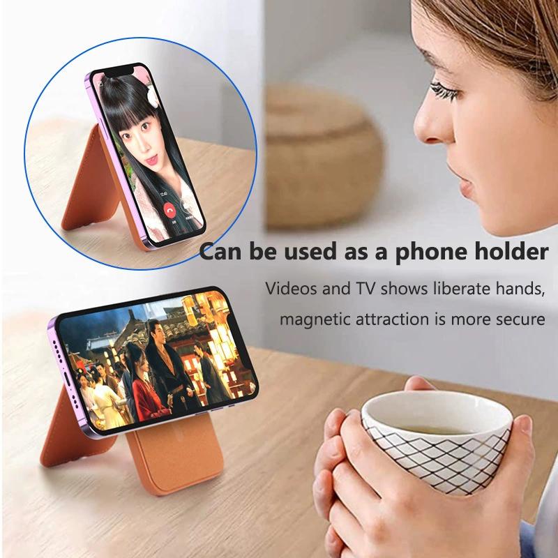 Magnetic Folding Wallet Card Holder Anti-Loss Device for Magsafe IPhone 14 13 15 16 Pro Max 12 Plus 15Pro 16Pro Phone Stand