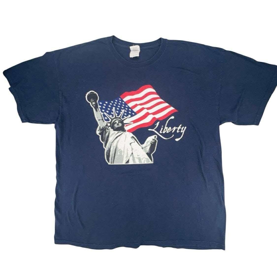 Statue of Liberty USA Flag Graphic T Shirt Gildan Heavy Cotton XL Patriotic XXL