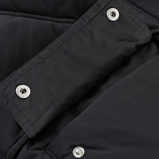 Winter Down Coat Neck Protection Stand Collar Padded Hooded with Pockets Zip-up Parka Windproof Heat Retention Daily Cold Weather Outwear Cotton