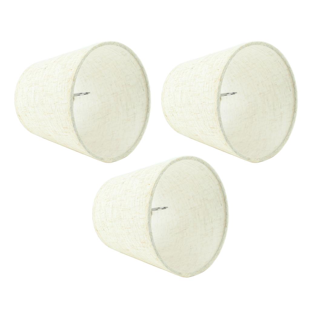3Pcs Lampshades Hand Crafted Natural Linen Stylish Dustproof Barrel Chandelier Shades For Table Lamps and Floor Light