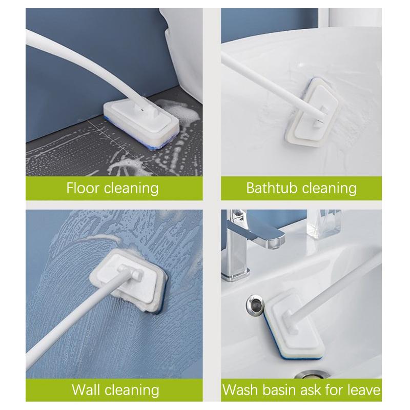 Multifunctional Bathroom Wall Brush, Removable Sponge, Long Handle, Tile, Floor, Bathtub Brushes, Household Cleaning Tools