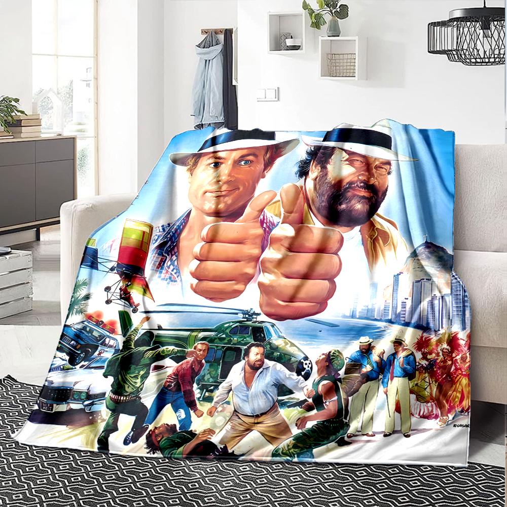 1pc Blanket - Terence Hill and Bud Spencer Print Design,Lightweight Blanket for Sofa,Bed- Soft &Warm,Gift for All Seasons