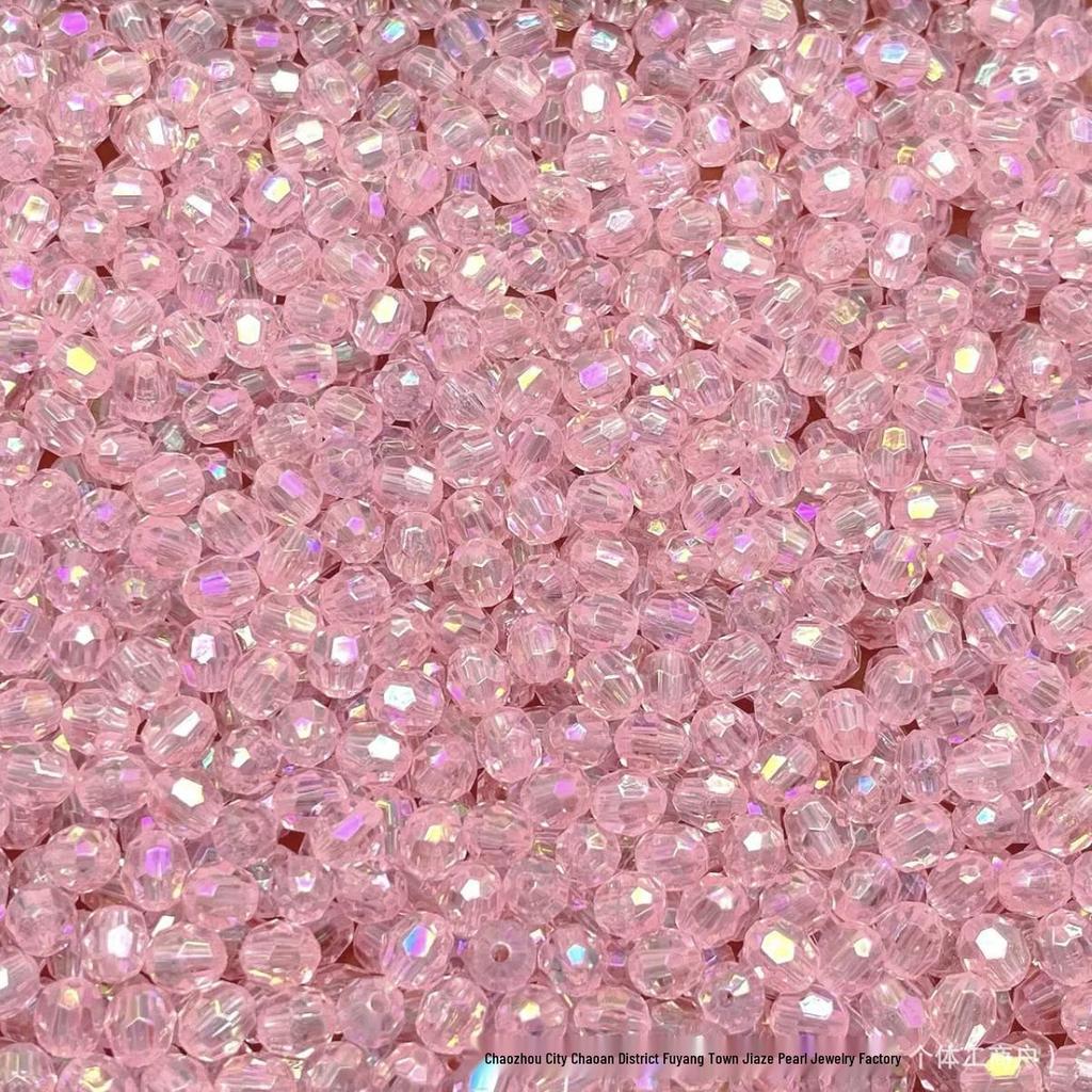 Acrylic AB Color Crystal Beads: Straight Hole Transparent Beads for DIY Phone Chains, Necklaces, and Decorations.