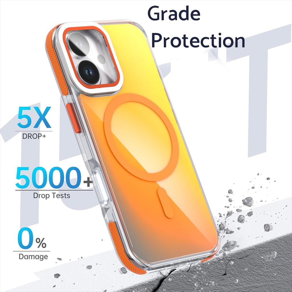 For iPhone 17 Magnetic Case TPU Acrylic Phone Back Cover with Lens Film and Kickstand