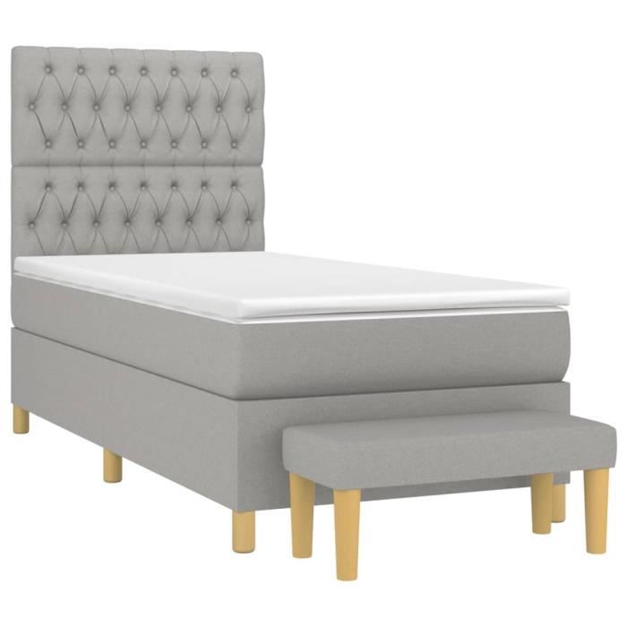 3137365 vidaXL Divan Bed with Mattress Light Grey 90x200 Cm Fabric