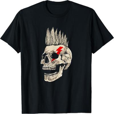 Punk Rock Schädel Irokesenschnitt Punk's Not Dead T-Shirt