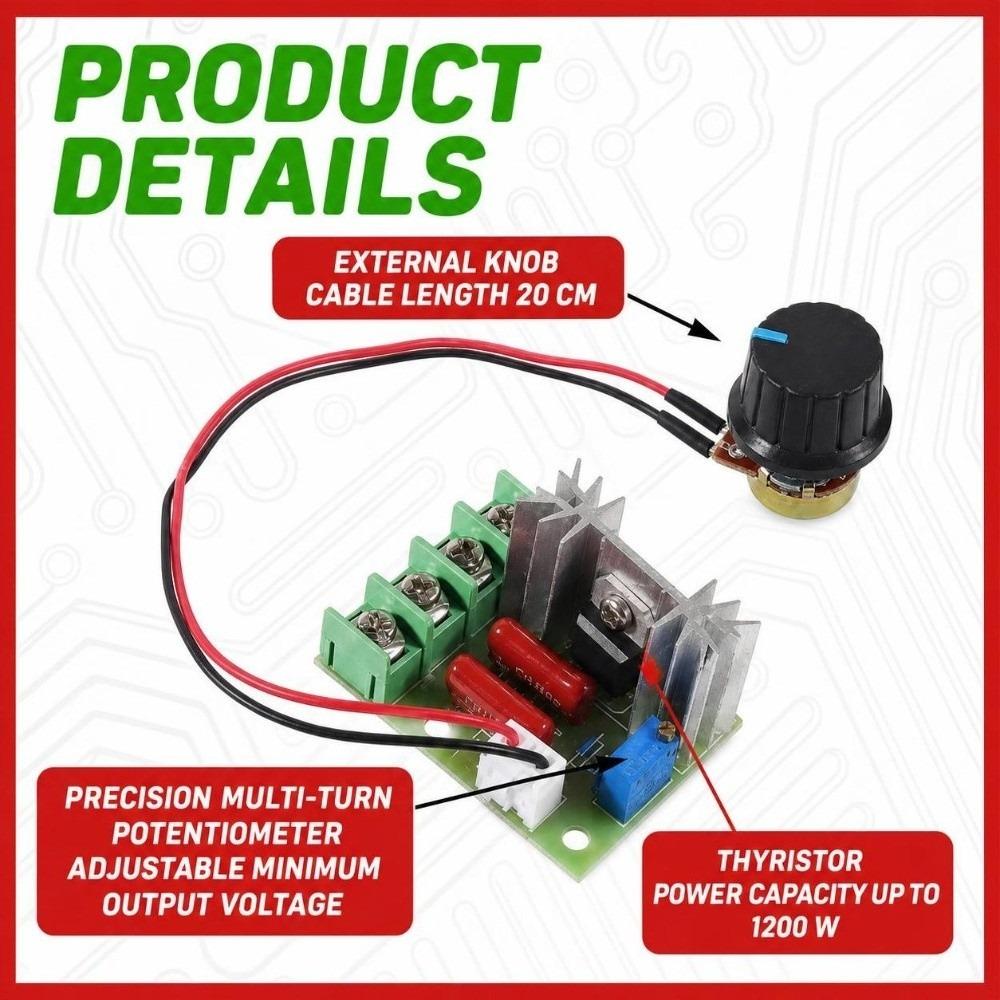 2000W AC Motor Speed Controller 220V Light Dimmer Switch SCR Voltage Regulator Multipurpose