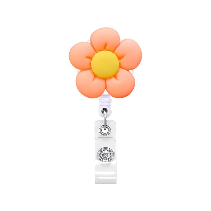 

Modern Style Flower Retractable Nurse Chest Badge Reel Clip Holder Students Doctor Work Id Card Holder Keychain Accessories Jewelry Gifts помаранчевий