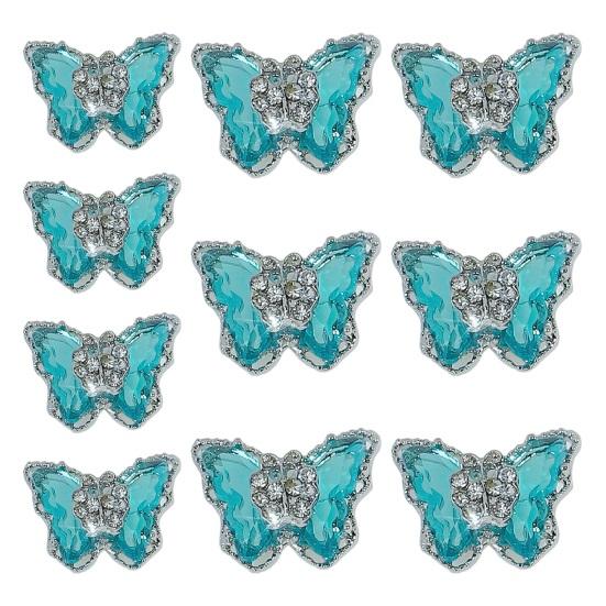 10ks Motýlí šperky na nehty Dvouvrstvé třpytivé drahokamy Poutavé ozdoby na nehty Dámské doplňky