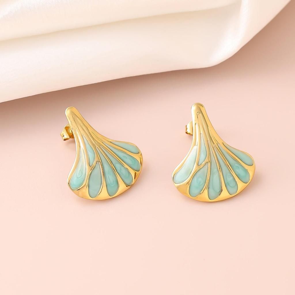 French Enamel Drip Oil Earrings: Stainless Steel, Irregular, Titanium Women's Luxury
