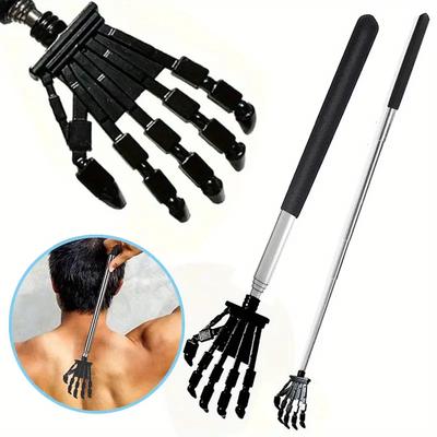 Extra-Langer Teleskop-Rückenkratzer Edelstahl Handmassagegerät mit Rutschfestem Gummigriff Ideal für Schwer Erreichbare Stellen