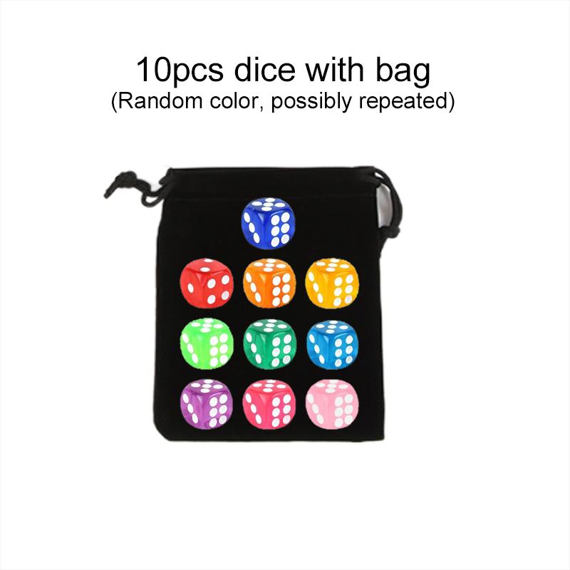 10pcs 14mm Round Corner Game Dice Set with Bag 6-Sided Acrylic Transparent Dices for Tabletop Game Entertainment Party Games TMZ