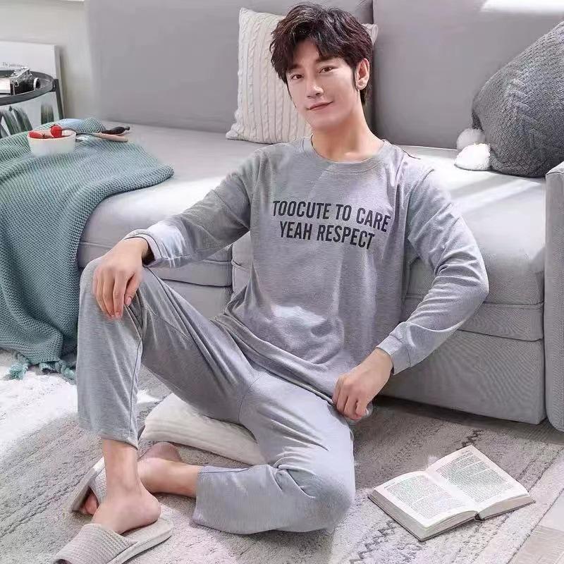 Spot Men's Long Sleeve Pajamas - Spring/Fall Home Wear, Youth/Middle-aged Thin Winter Set