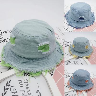 Baby Kids Denim  Soft Printed Fisherman Hat Bucket Hat Sun Hat Caps
