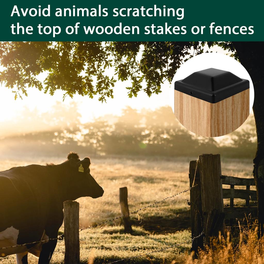 16Pcs Fence Post Caps Cover 3-5/8 Inches Black Deck Column Caps Waterproof Outdoor Post Caps Protection Garden Supplies
