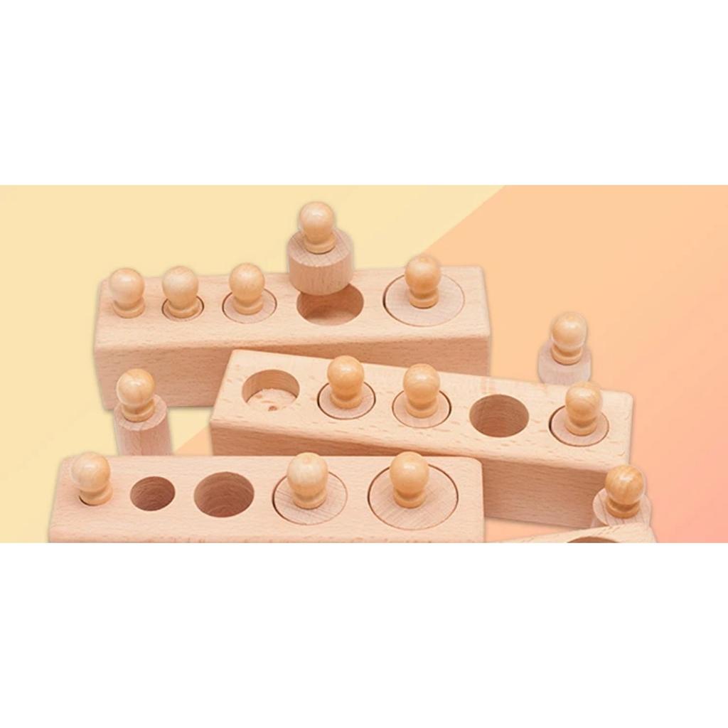 Montessori Knobbed Cylinder Socket Development Sensory Toys Hand-eye Coordination for Kids 3 Years Old and Up Gifts for Children