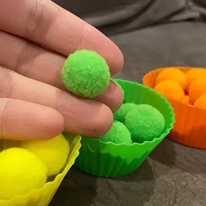 78Pcs Preschool Learning Activities Math Toys Children'S Rainbow Counting Pompoms Props Sorting Cup Montessori Sensory Toys