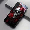 Red Rose Skull Pattern Tempered Glass Phone Case Suitable for Samsung Galaxy S26 S25 S24 S22 S21 S20 FE Ultra Plus5G Anti Drop