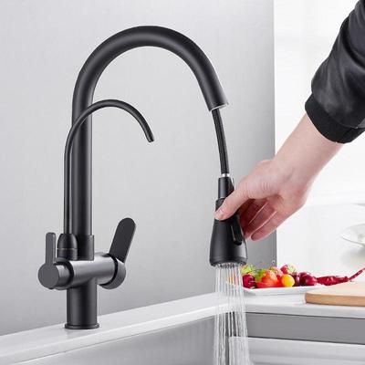 Rubinetto da cucina con filtro in ottone nichel spazzolato