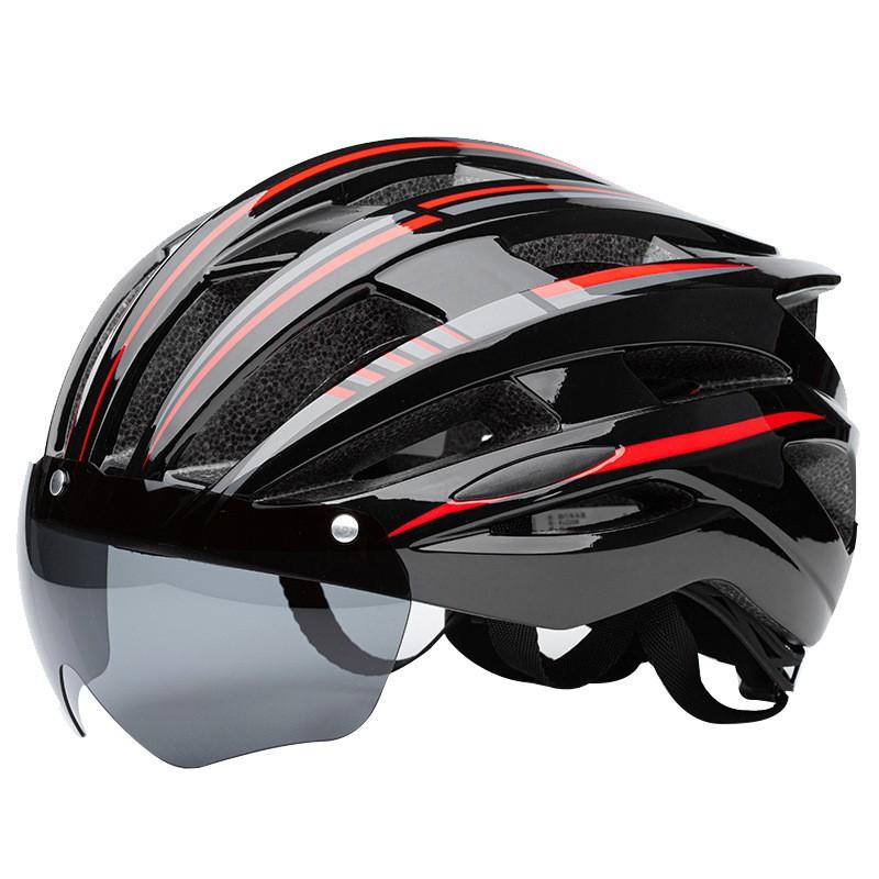 Integrated Cycling Helmet With Magnetic Goggle Clip USB-Rechargeable Rear Light PC Shell Road Bike Riders