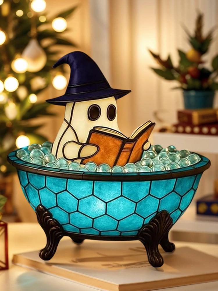 LED Ghost Bubble Bath Lamp Battery Powered Cute Ghost Lamp Multi-Purpose Ghost-Themed Mood Light for Home Bathroom Decor
