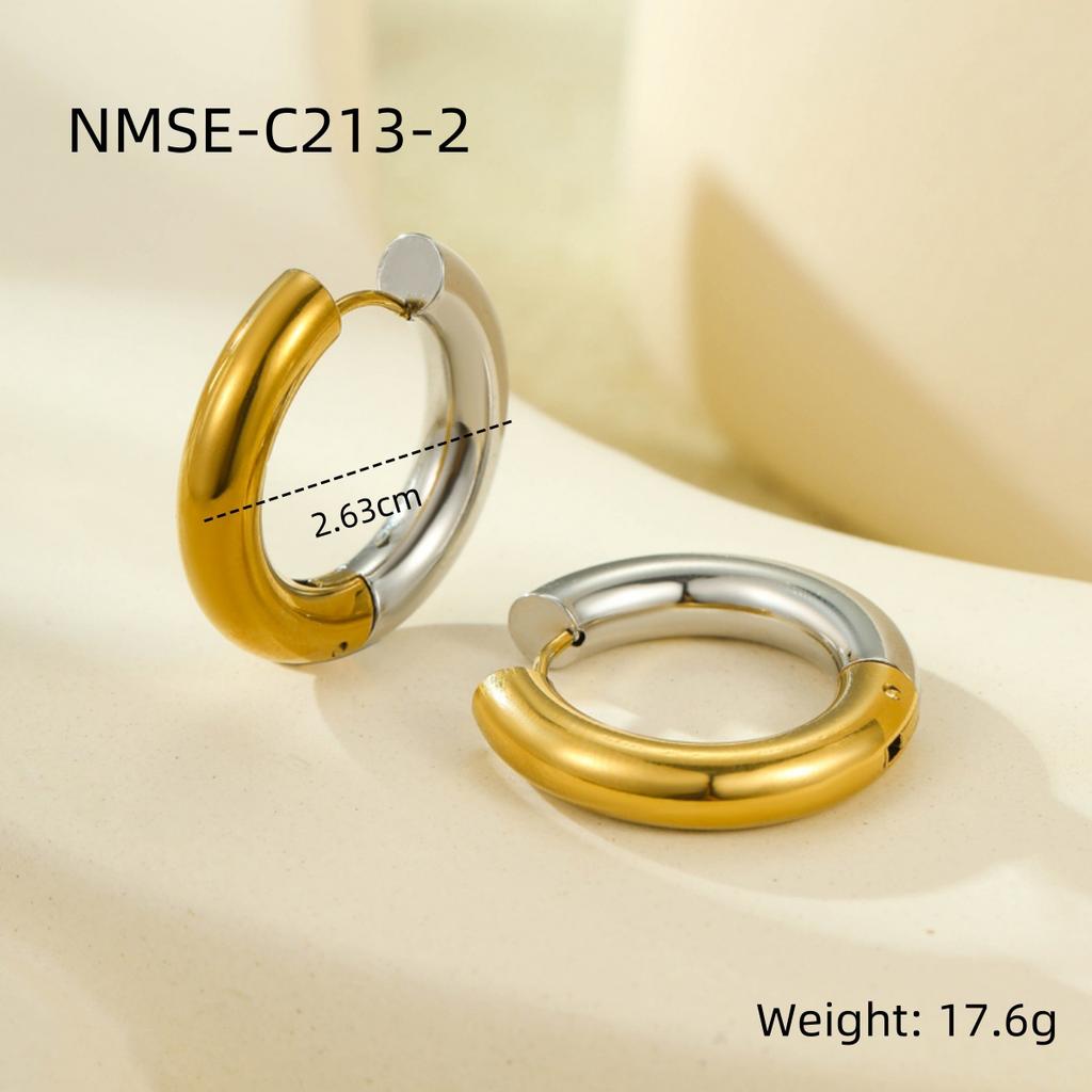 GEMCHIC Women's Stainless Steel Geometric C-Shape Earrings Trendy OL Style Fashion Jewelry