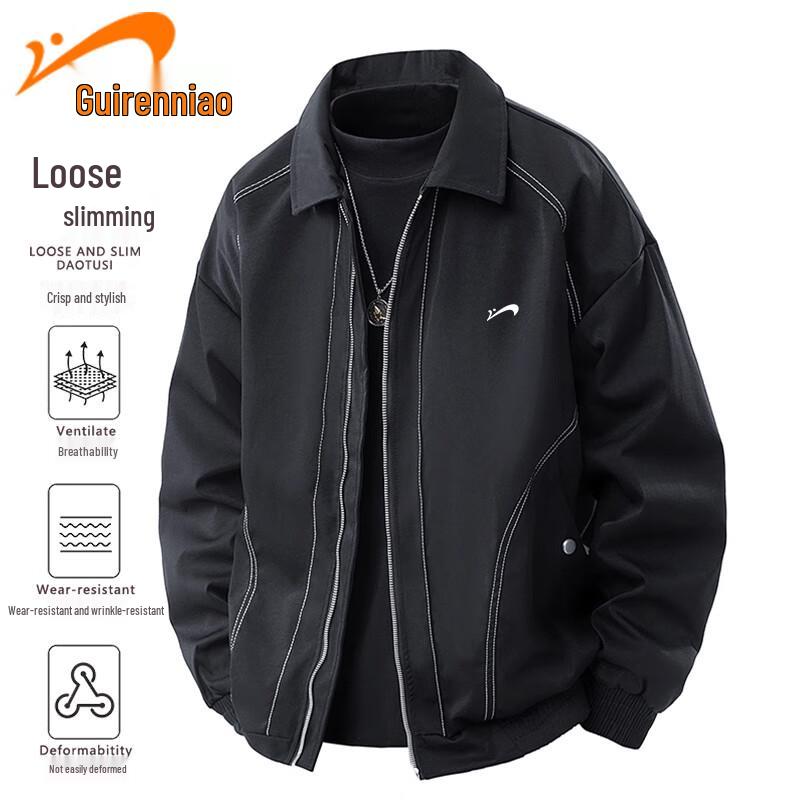 Guirenniao Men s Lapel Workwear Jacket XL