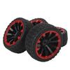 4Pcs RC Car Rubber Tires 10 Spoke Red Circle Wheel Rim Ear of Wheat Pattern for 1/10 Off Road Vehicle