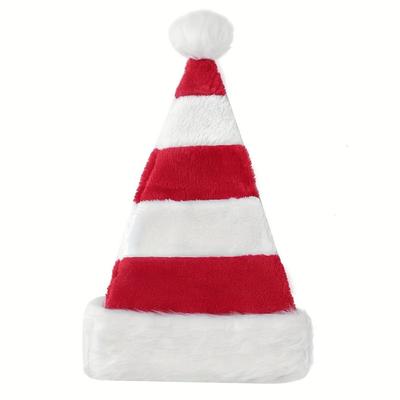 Party Supplies Striped Splicing Christmas Hat Thicken Fluffy Santa Hat Soft Funny Warm Winter Cap Home