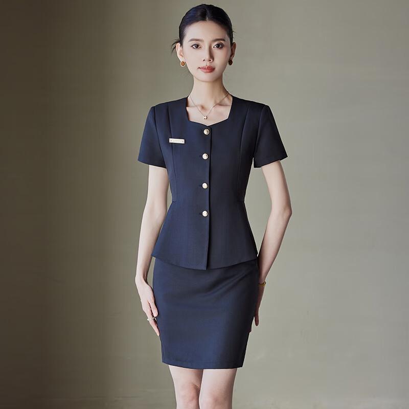 Tluoman Women's Short-Sleeve Professional Suit Set