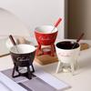 Fondue Pots Set Tealight Porcelain Melting Pots for Cheese Chocolate Butter Caramel Ceramic Butter Warmers Set with Fork