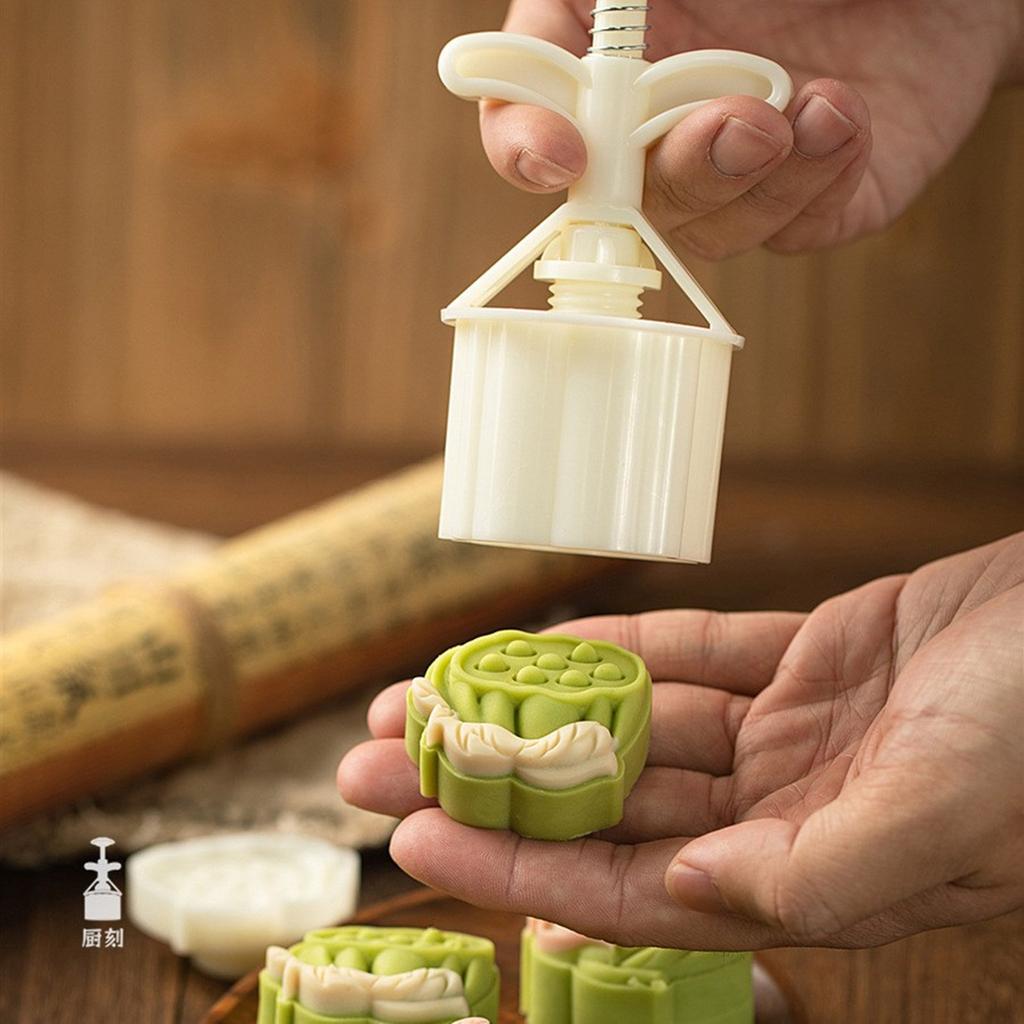 Cookie Frimerker Blomstermønster Månekakeformer Håndtrykk Månekakemaker Bakeverktøy for MidHøstfestivalen