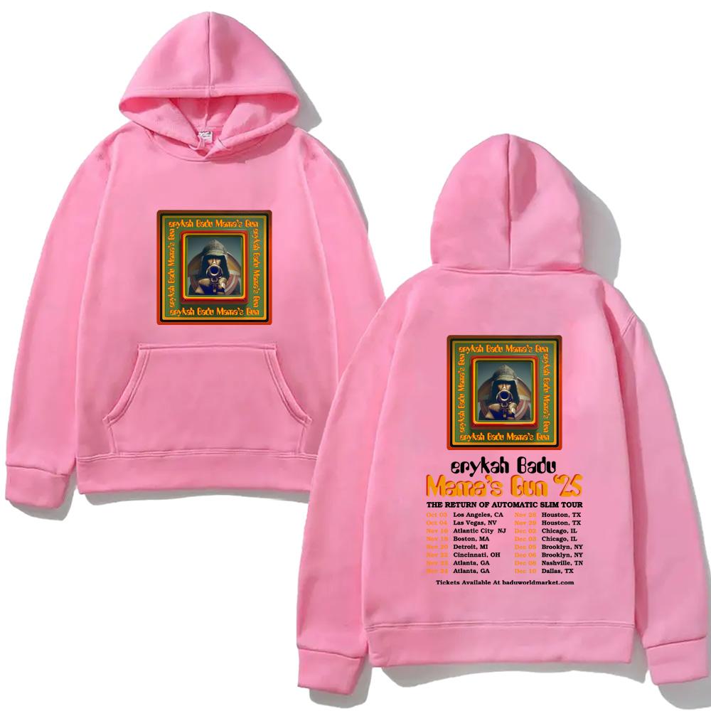 Erykah Badu TOUR2025 Hoody Hip Hop for Autumn/Winter High Quality Comfortable Loose Comfortable Pullovers Fleece Clothes