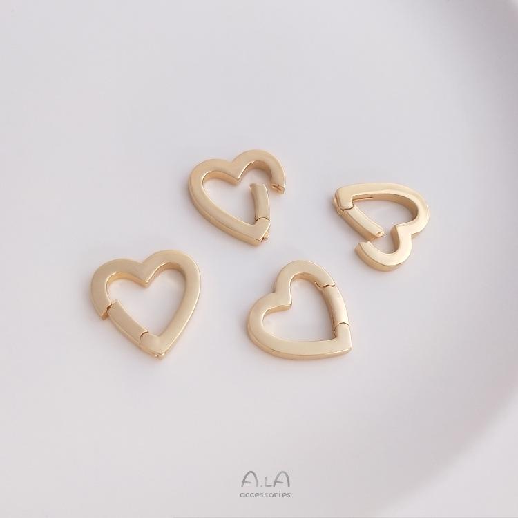 

Кулон с пружинной застежкой в виде персикового сердца и пентаграммы из золота 14 карат для DIY ювелирного ожерелья.