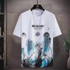 Kurzarm-Freizeit-T-Shirt im koreanischen Stil mit schmaler Passform für Herren