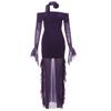 Autumn Women's Solid Color Slim-fit Fashion One-line Collar Long-sleeved Slit Dress