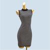 Fall and Winter Mock-Neck Stripes Knitting Sweater Sleeveless Soft Glutinous Stretch Slim-Fit Sheath Slim Looking Mid Length Long Length Dress