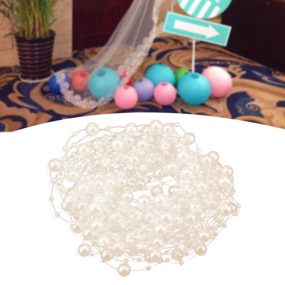 Garlands 10M Fishing Thread Pearls 3+8mm Plastic Pearl Beaded Chain Artificial Pearls Beads Bridal Bouquet