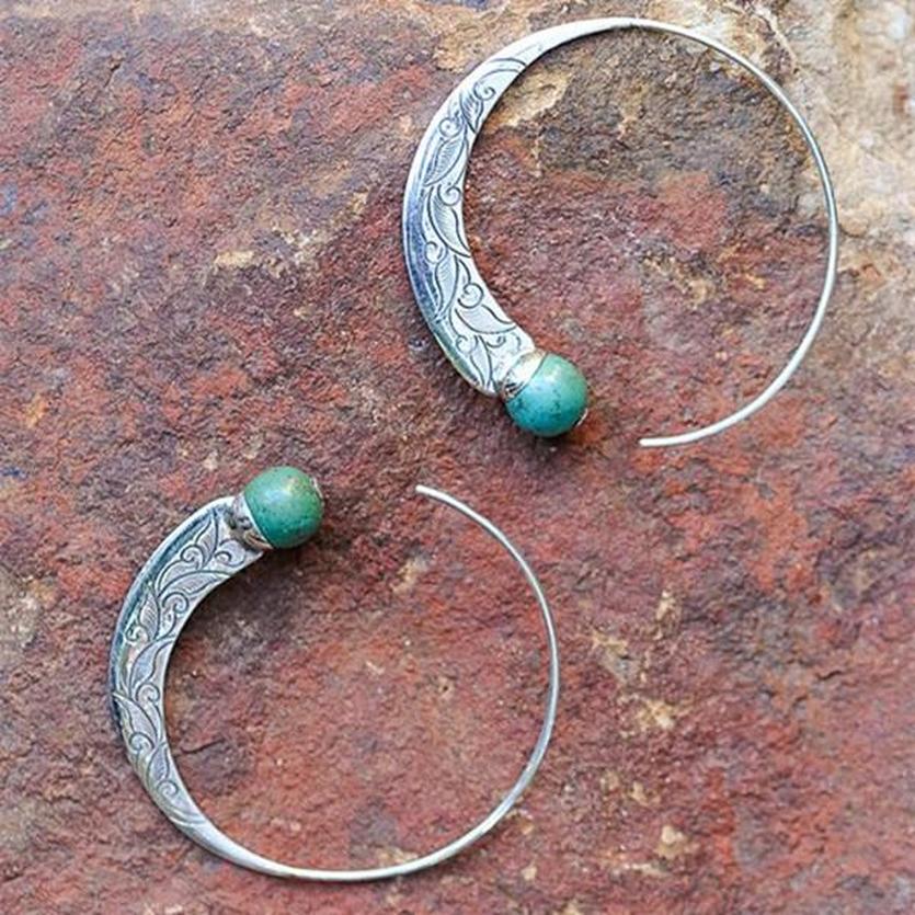 

Элегантные круглые резные украшения из камня в стиле бохо, женские обручальные серьги-кольца для свадебной вечеринки