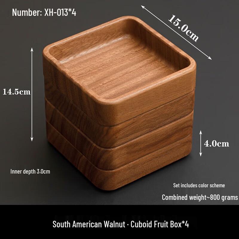 

Wutuo Simple Wooden Tray with 4 Stacking Square Bowls
