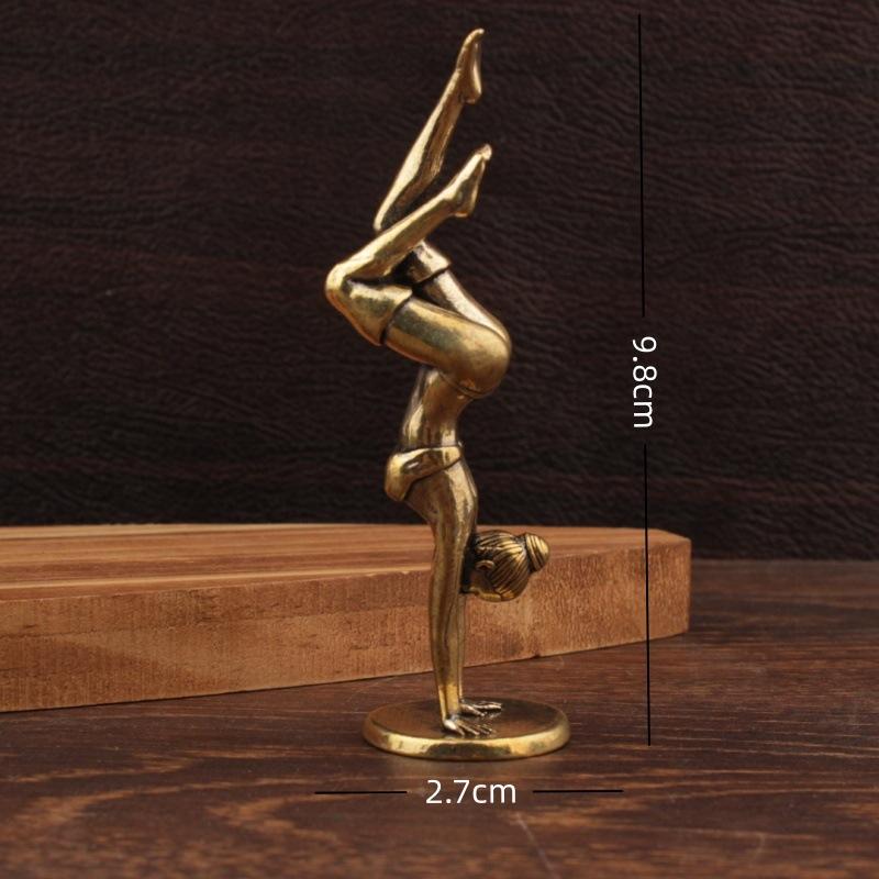 Handstand Yoga Goddess Brass Statue Spiritual Artisan Craft for Meditation Zen Home Office Decor Unique Gift
