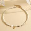 Bohemian Choker neck Initial necklaces heart-shaped shell letter pendant beads Women's stainless steel necklace woman trend2025