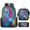 Unicorn Backpack for Kids School Bag Set 3-Piece with Pencil Case Shoulder Bag, Cartoon Anime Backpack for Boys Girls Students
