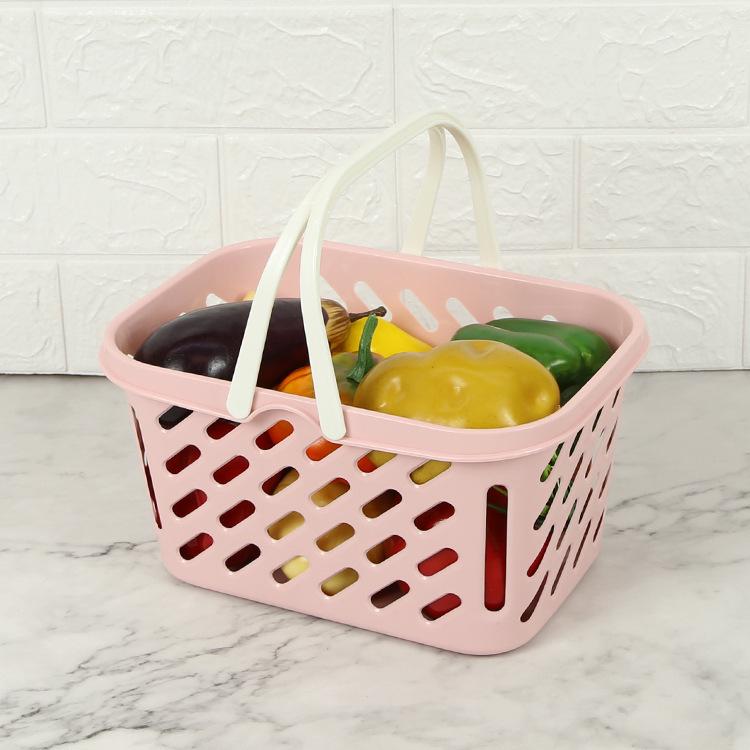 Multifunctional Plastic Tote Basket for Supermarket, Bathroom, Storage, and Groceries