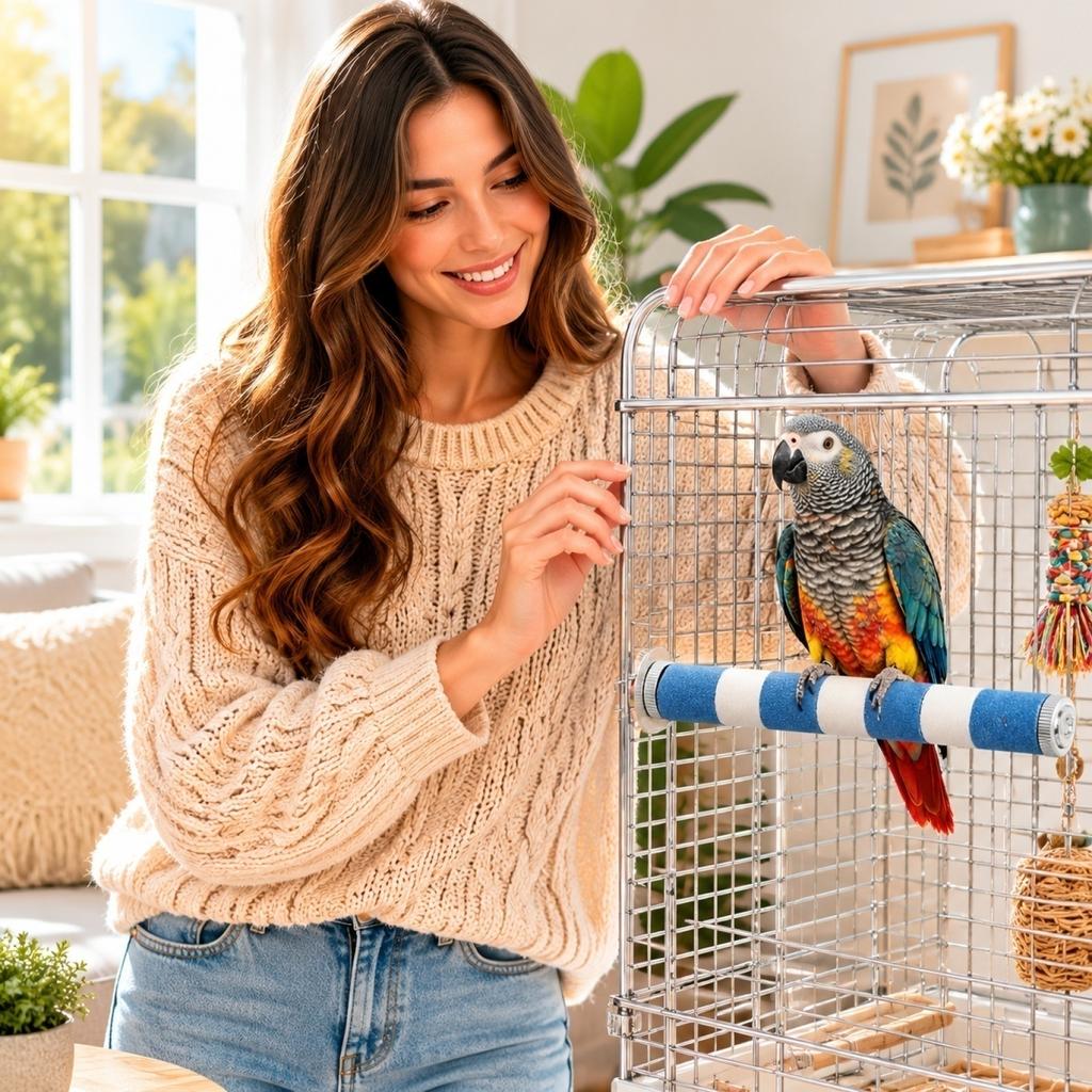 Bird Perch Scratching Stick Mounted on Cage Durable Textured Surface for Bird Nail Maintenance and Beak Conditioning Suitable for Various Bird Species