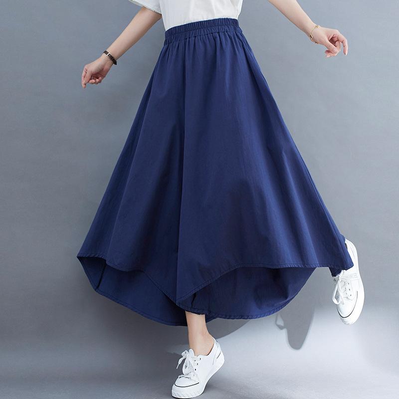Cotton and Linen Large Size Nine-point Pants Women's Loose Wide-leg Pants Are Thin and Irregular Casual Culottes