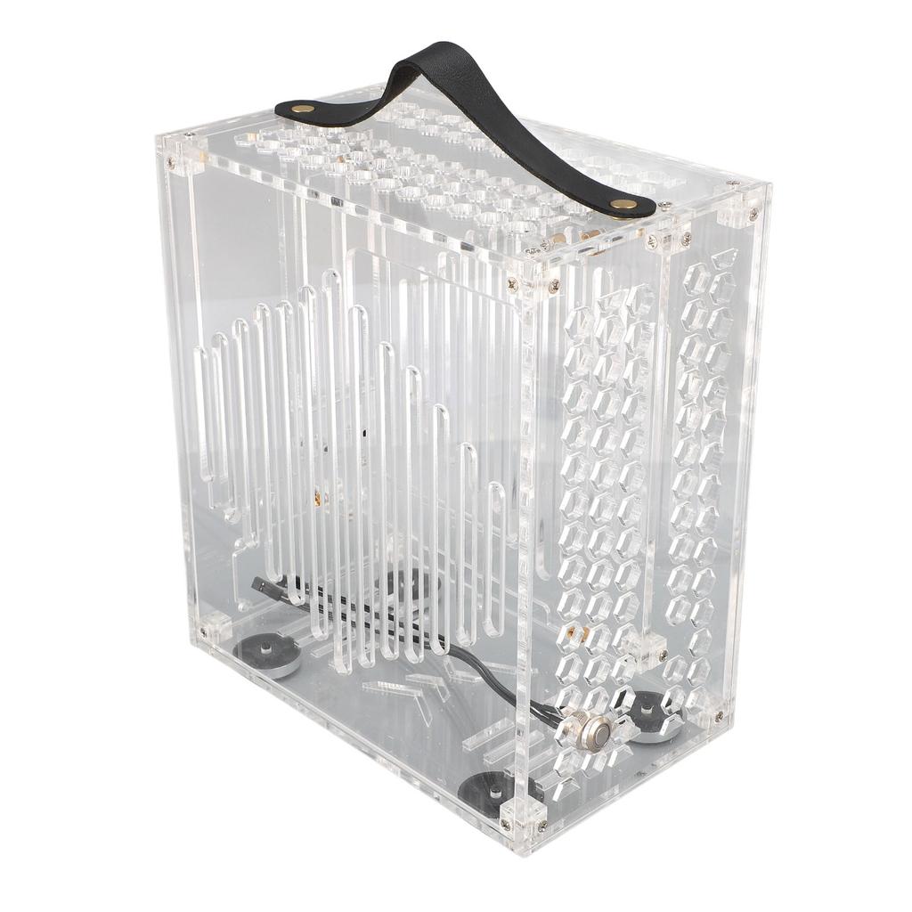 23x20.5x12cm Miniatyr ITX PC-kabinett Klar Arcylic PC-kabinett Bærbar DIY Stasjonær Datamaskin-kabinett 360