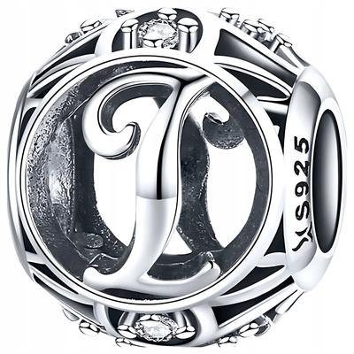 Charms Letter I 925 Bead Pendant S925 Zircons Openwork Letter