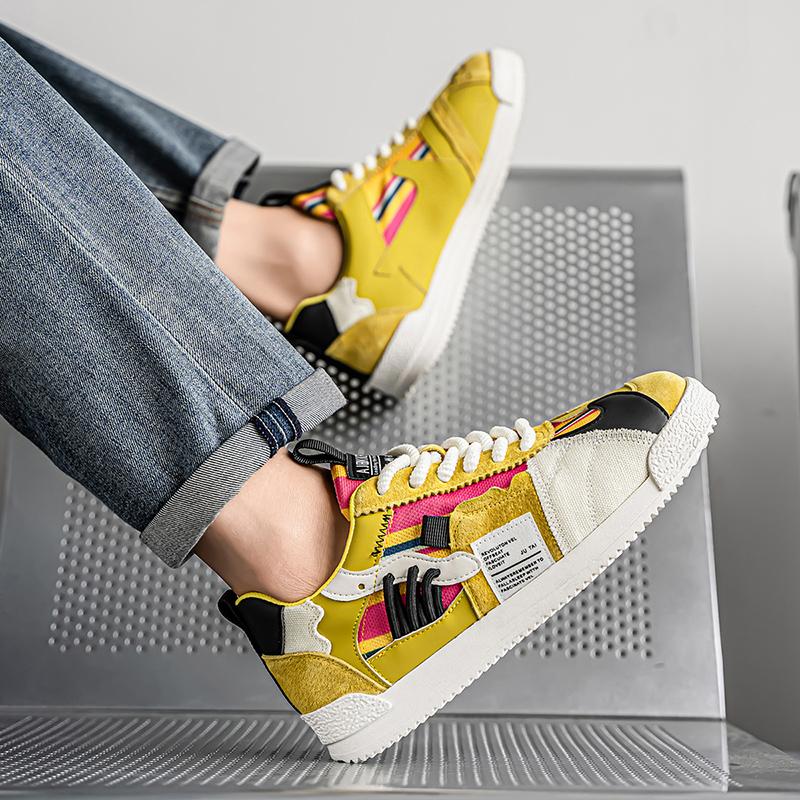 Trend Green Casual Sneaker Man Personality Patchwork Designer Men's Shoes Comfort Lace-up Flat Skateboard Shoes Men Casual Shoes